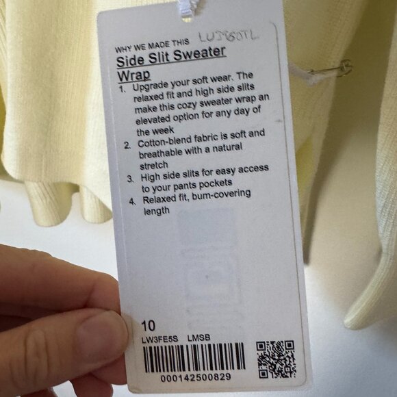 Lululemon Side Slit Sweater Wrap Lemon Sorbet NWT - Picture 3 of 10